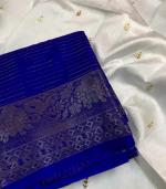 Royal Blue Saree with White Blouse