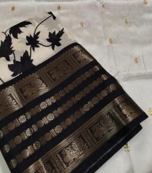 White and Black Saree